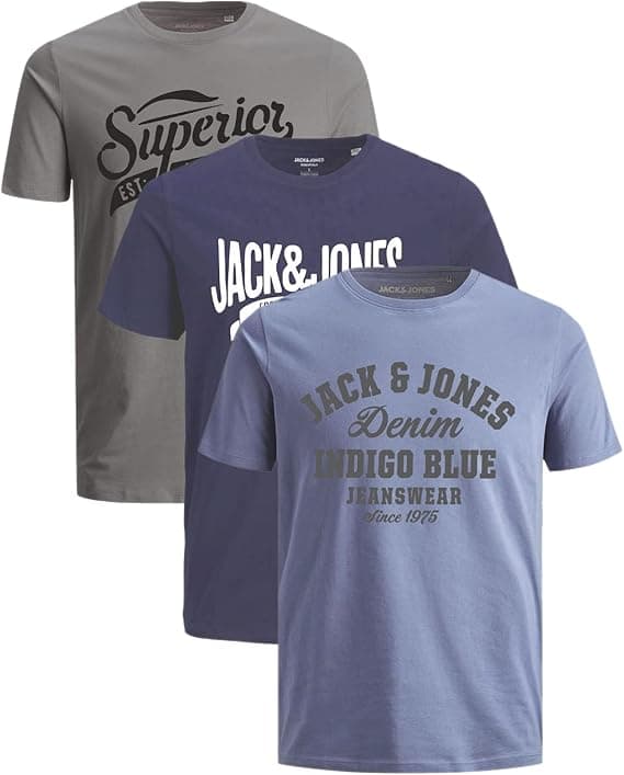 JACK & JONES Herren 3er-Set T-Shirts aus Baumwolle